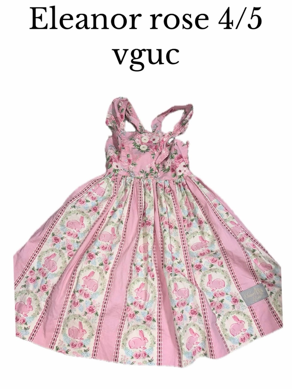 Eleanor rose garden bunnies Easter dress 4/5